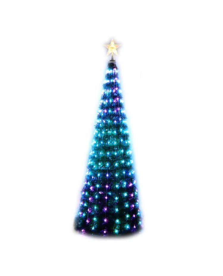 LED Christmas tree with string lights and star, 1.5 m, indoor, remote  control, timer, RGB