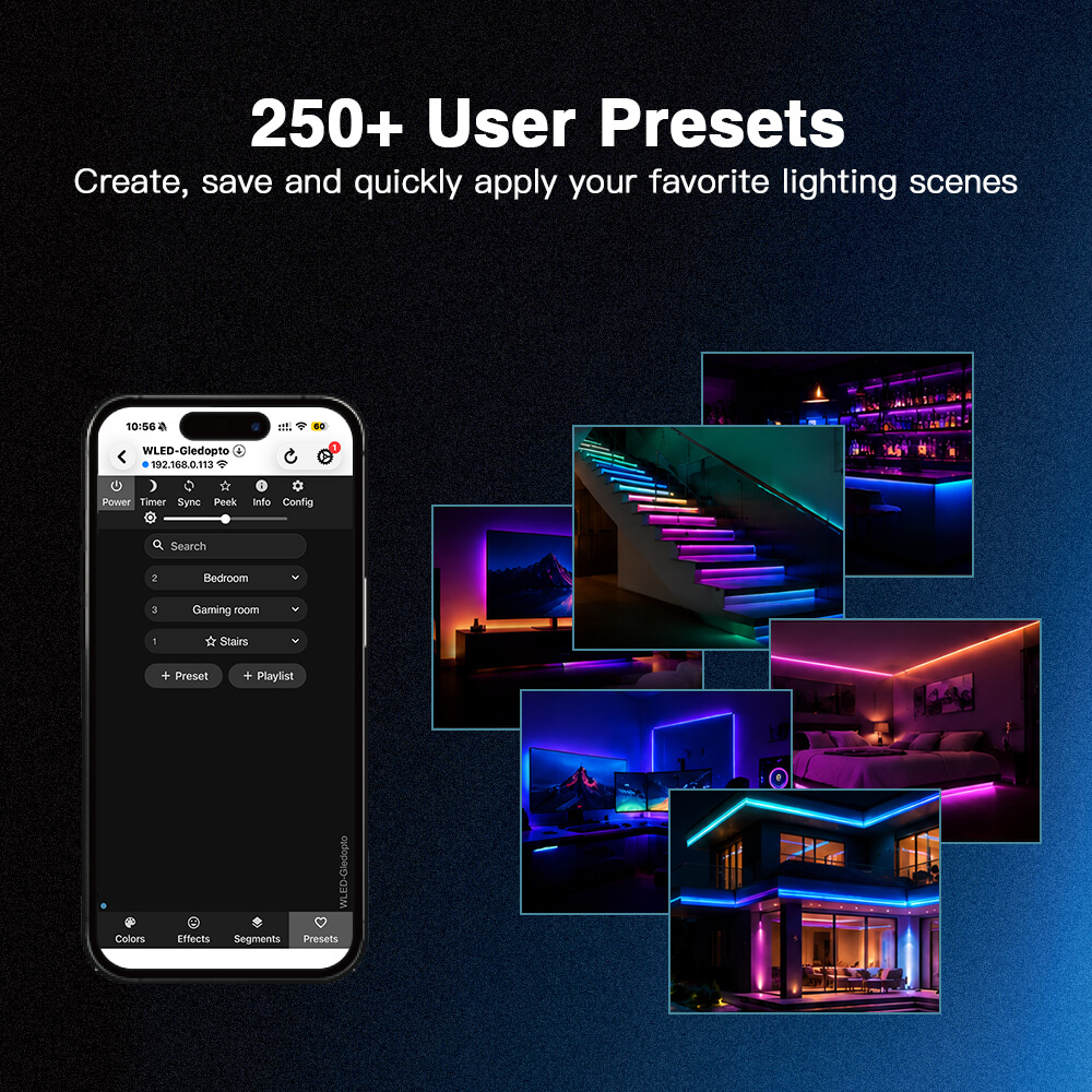 Built-in 250 plus user presets