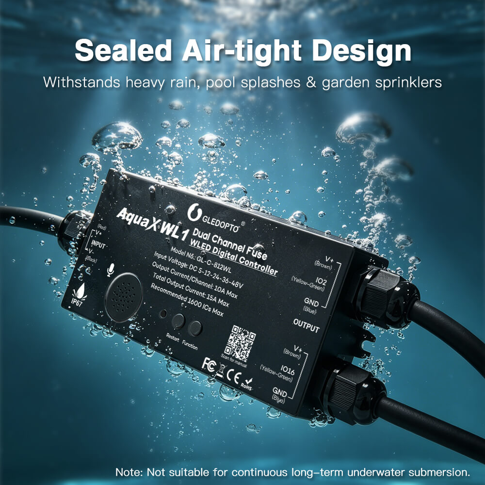 The WLED digital LED controller has sealed air tight design