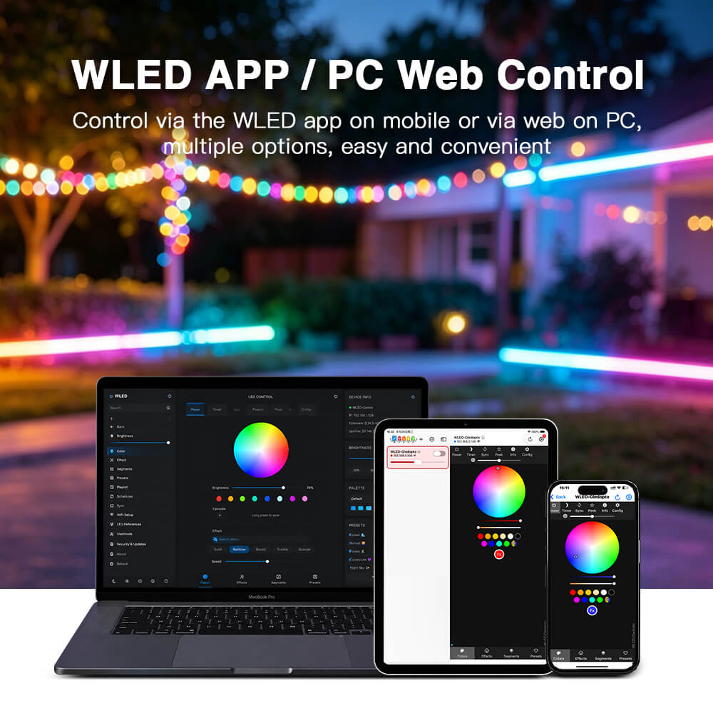 The WLED light controller can be controlled via the WLED app