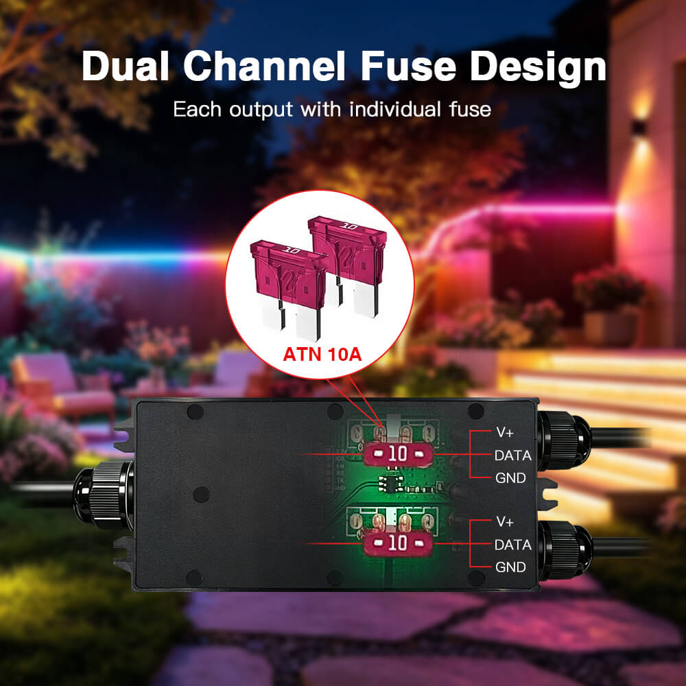 The Gledopto LED controller has dual channel fuse design