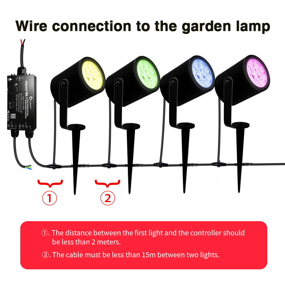 Wiring connection to the garden lamps