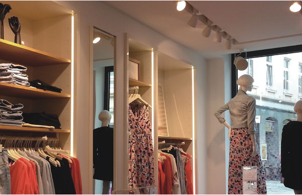 Hide LED strips in the shopping cabinets