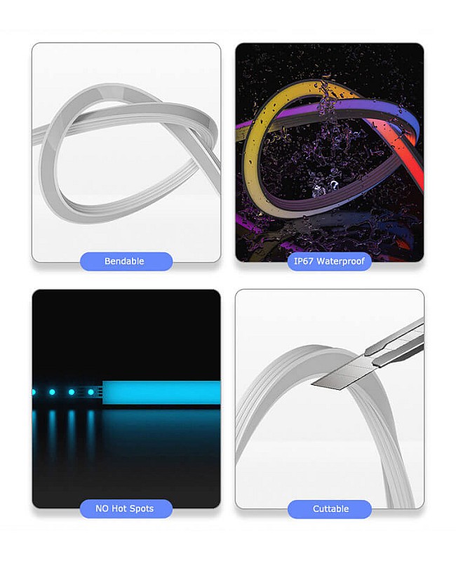 The DIY LED strip covers are flexible, bendable, cuttable, and shapeable.