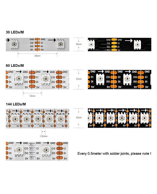 sk9822 dreamcolor led strips