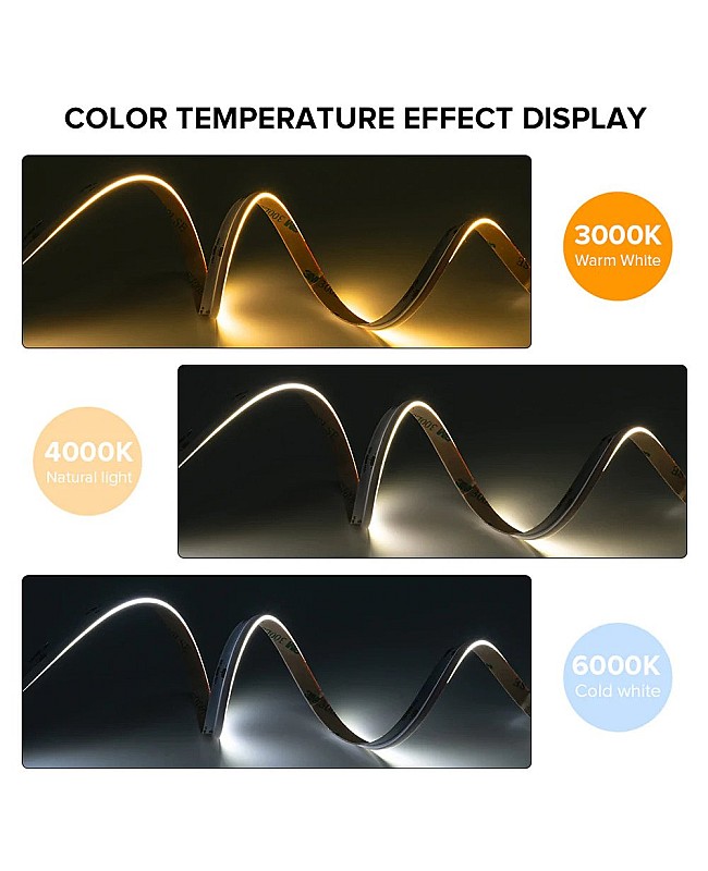 The side emitting strip lights have warm white, natural white, and cool white products available
