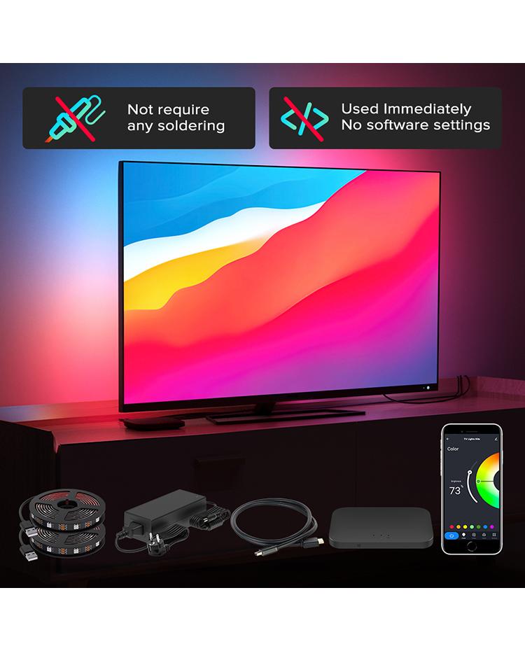 indhold smække tofu WiFi WS2812B TV Ambient Light Kit For HDMI-compatible Devices Supports  Music & Voice