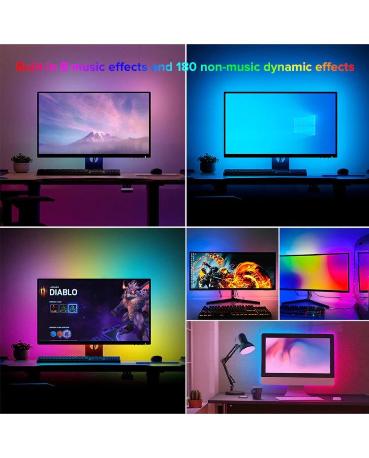 Dynamic Screen Monitor Backlight USB Led Strip WS2812B 5050 RGB Tape PC  Gaming Led Background Lighting For Windows Computer