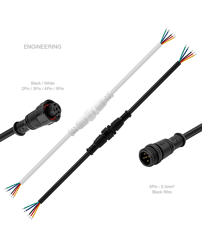 3 pin waterproof LED connector for RGB LED lighting