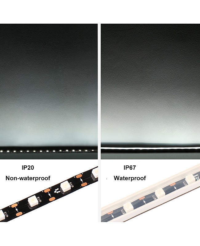 There are two versions of wall washing strip lights available for indoor and outdoor use.
