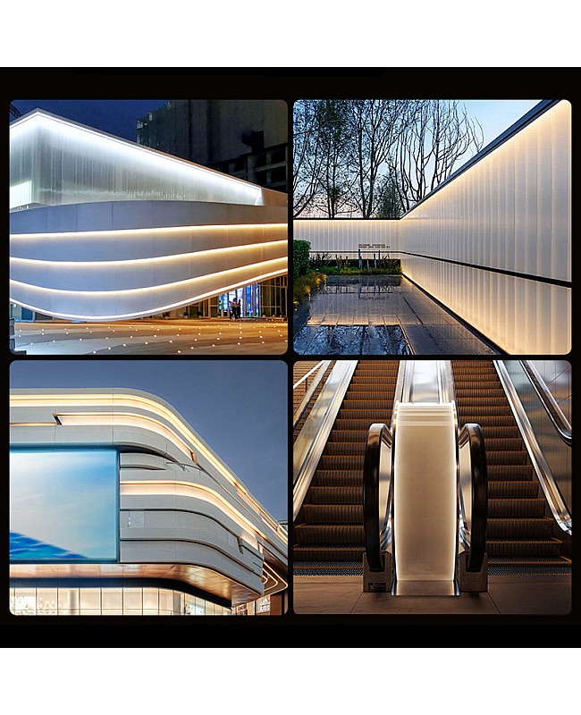 The applications of the low-voltage wall washing LED strips.