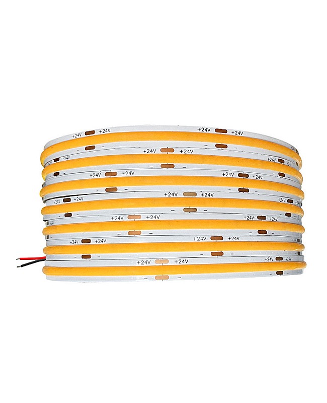 The COB LED strips are 5 meters per roll and cuttable