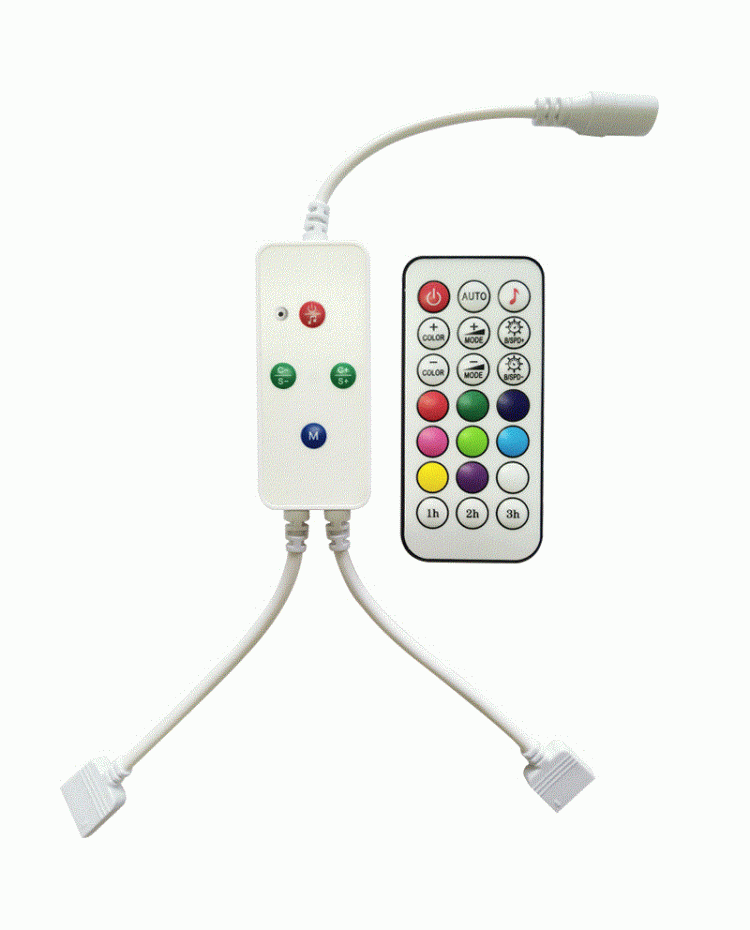 RGBW Sound Activated Light Controller With 21 Keys RF Remote Control