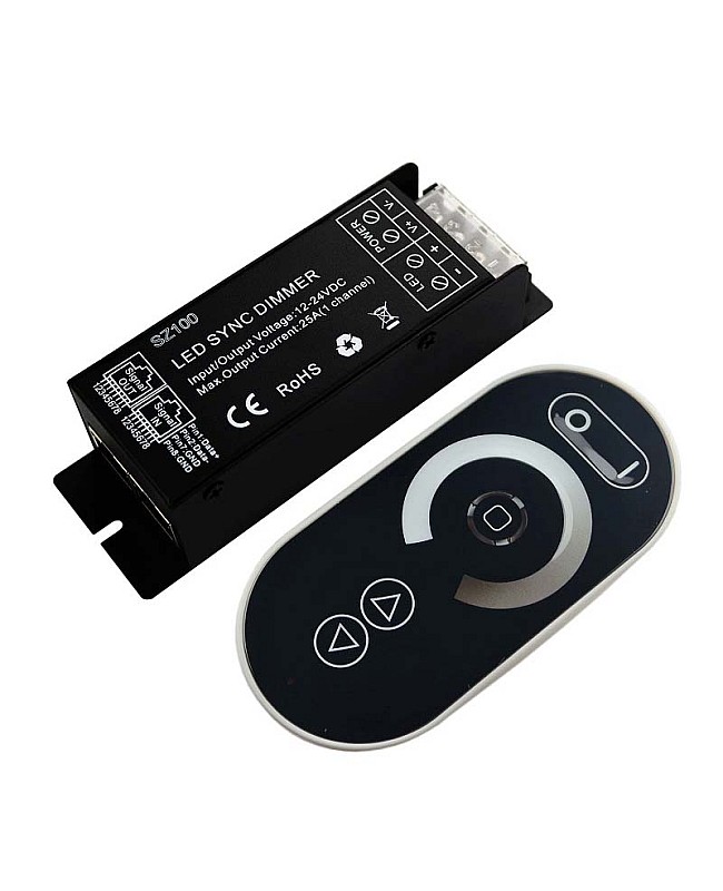SZ100 RF LED dimmer with RJ45 ports for synchronization