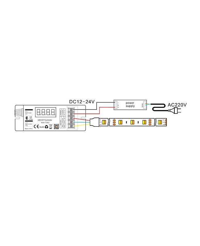 How to connect the Bluetooth LED dimmer to LED strips