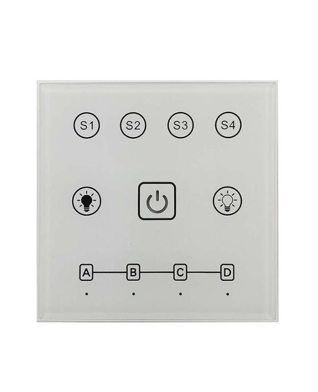 AC90-265V Wireless Wall Panel 2.4G 4 Zones Touch LED Dimmer Switch