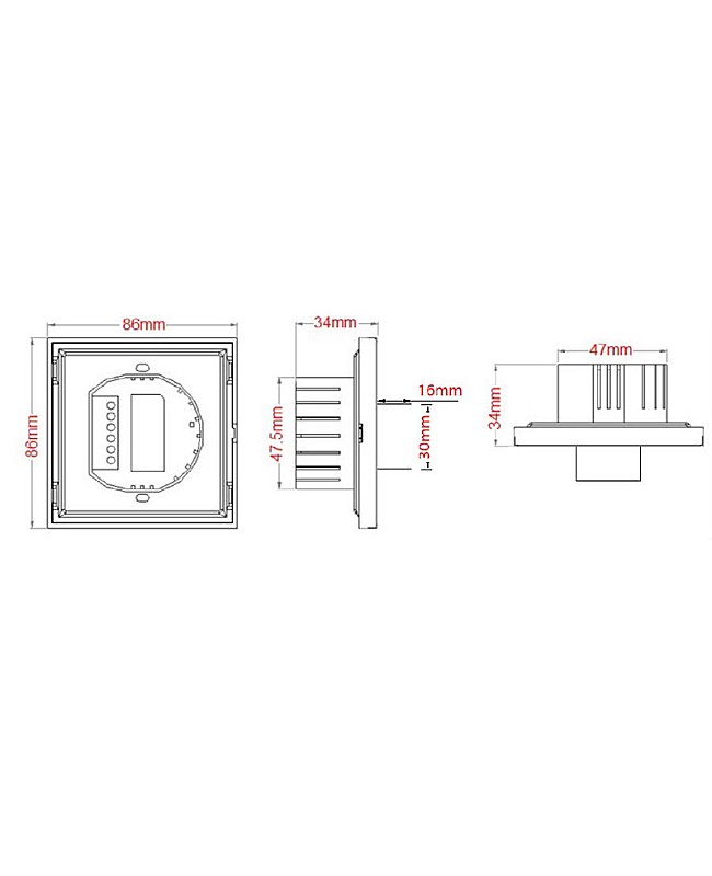 The dimension of wall-mounted LED dimmer 0-10V
