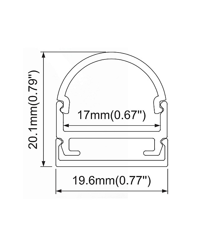 The size of surface mounted LED profiles for cabinets