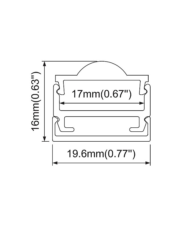 The dimension of U shape LED profiles