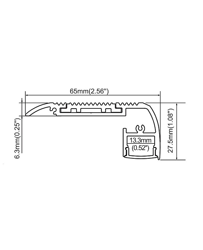 The dimension of step LED strip light housing