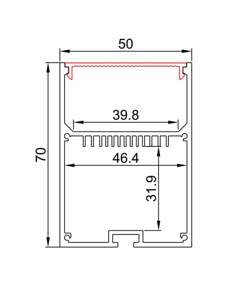 50*70MM Pendant Suspended LED Aluminum Channel with Cover