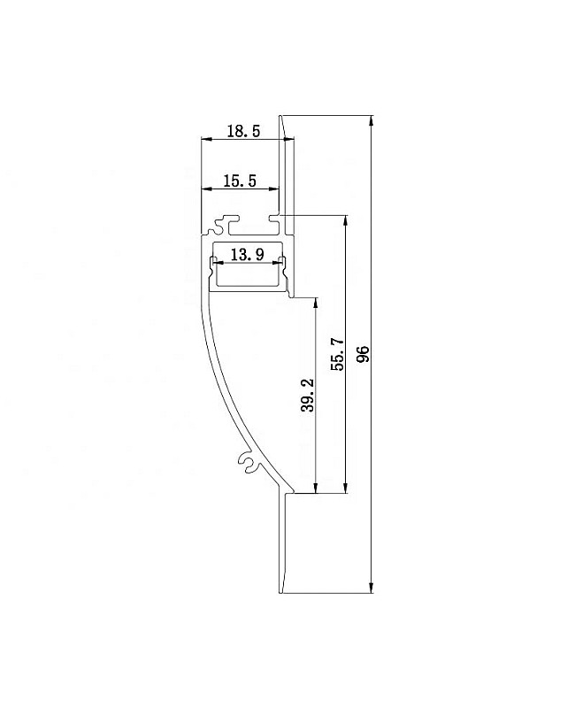 The dimension of indirect light LED profiles