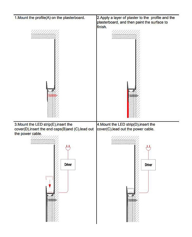 How to install trimless mud-in LED channels