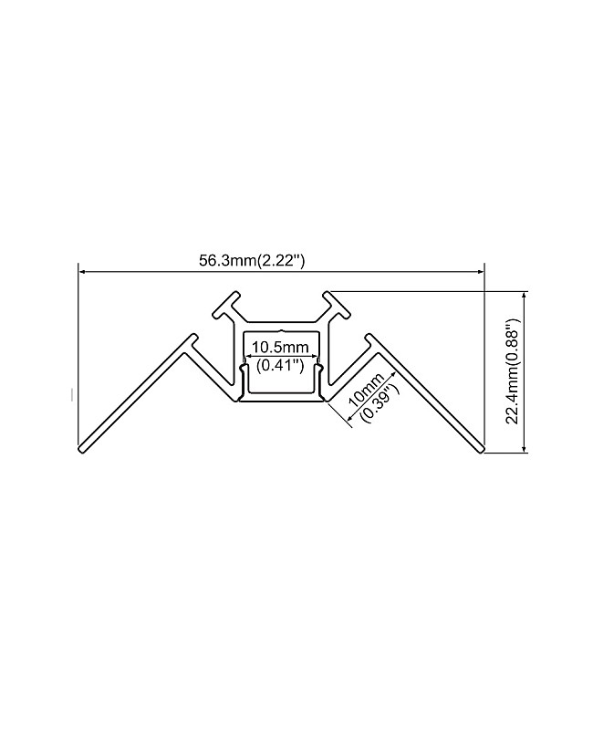 The dimension of recessed LED linaer light for tile corners