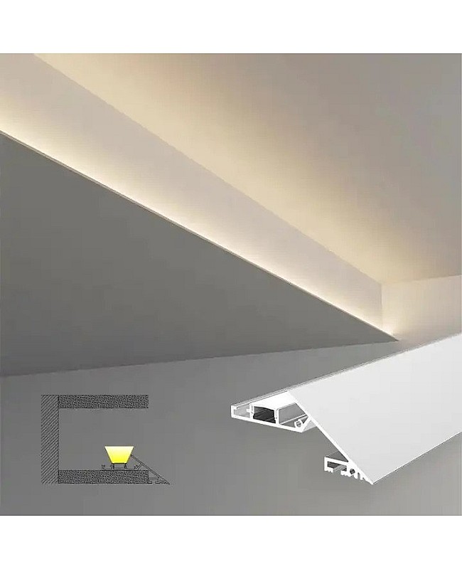 The knife edge LED Channels can be seamlessly blended into dropped ceilings and direct the light upwards for a soft, glare-free glow.