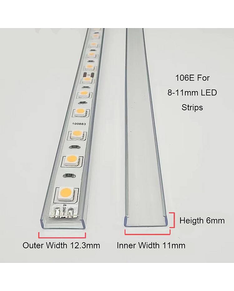 Clear Plastic LED Channel For Strip Lights