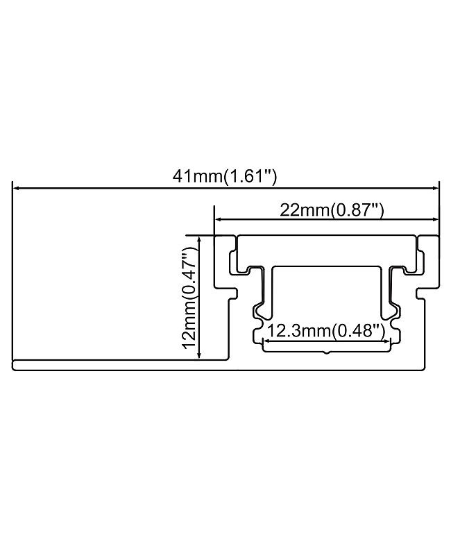 The dimension of tile edge LED light channel