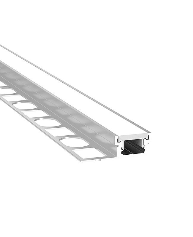 Recessed aluminum LED strip channels for 12mm tiles