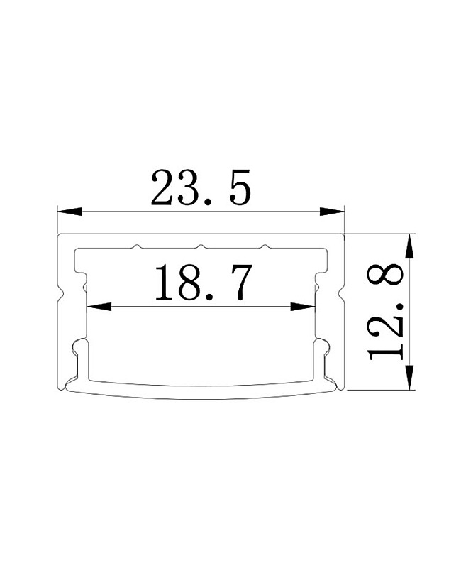 The dimension of surface mount LED extrusion for under cabinet lighting