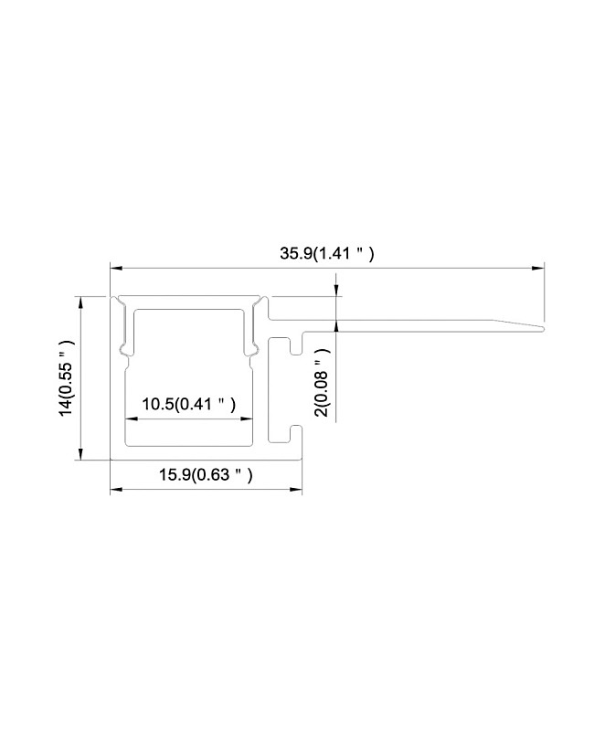 The dimension of plaster-in LED channels for seamless wall-to-ceiling transitions