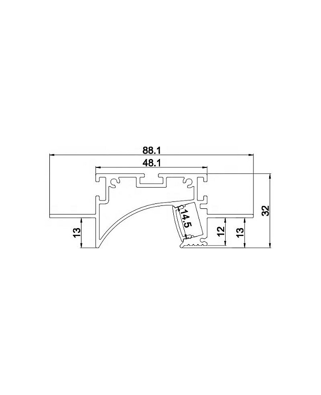 The dimension of drywall integrated LED strip channels