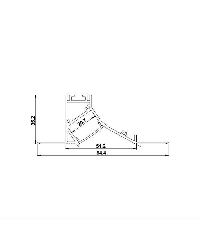 The dimension of wall wash recessed lighting profiles
