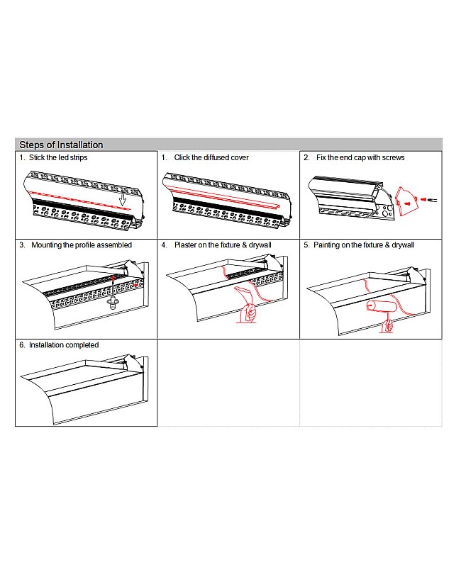 How to install the invisible trimless LED profiles for drywall wall washer