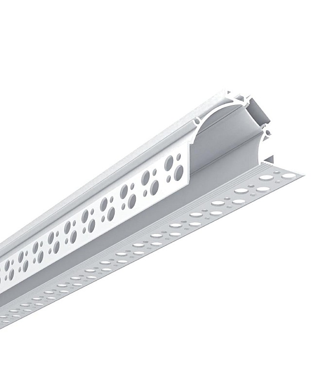 Plaster-in drywall LED profiles with PC diffusers for ceiling perimeter lighting