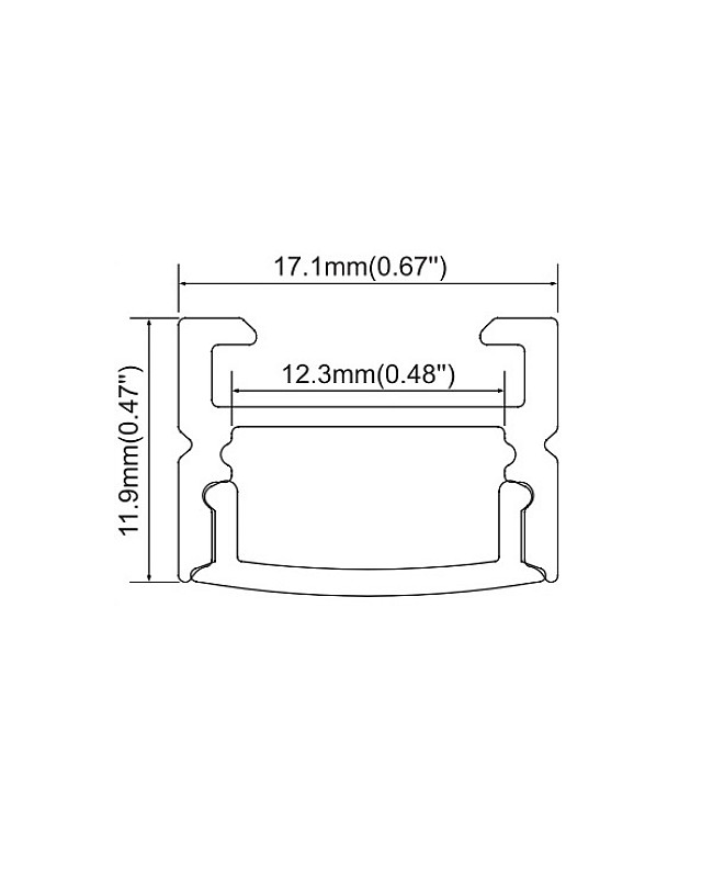 The dimension of surface mounted LED strip profiles