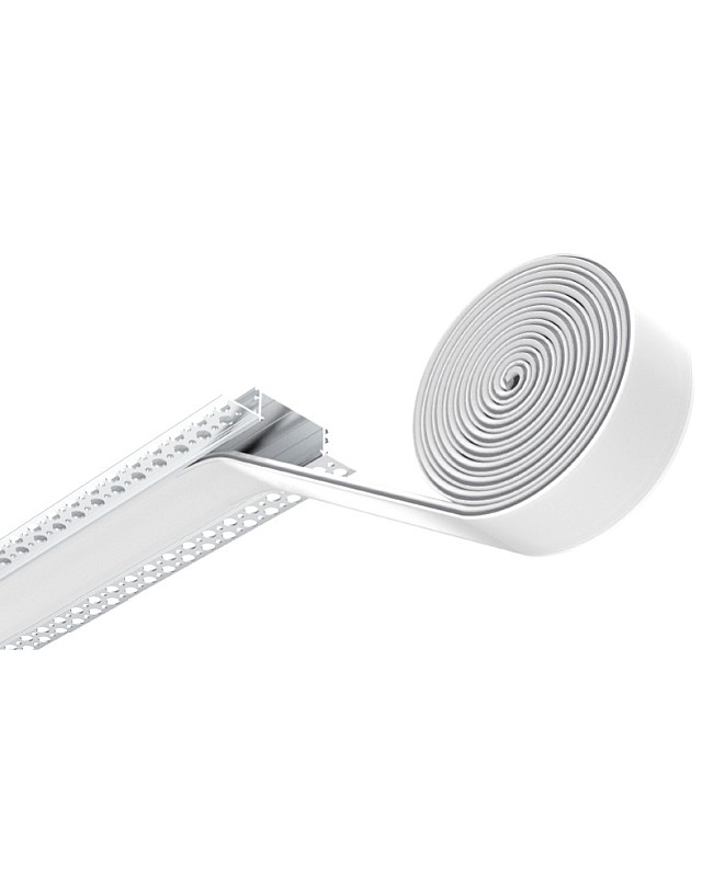 Trimless mud-in aluminum LED channels with 20m opal diffusers for linear lighting