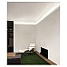 The small size LED profiles installed on high place on the wall for cove lighting.