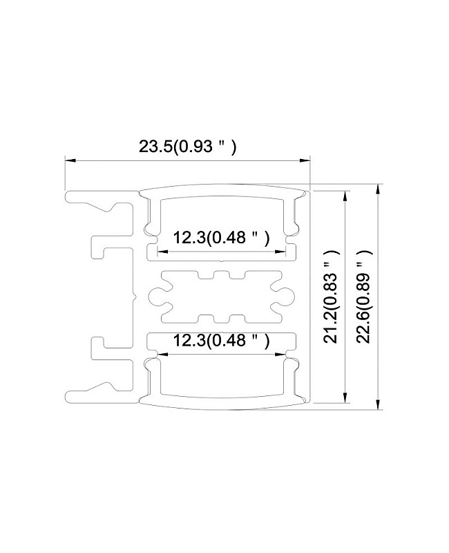 The demension of the strip lighting extrusions