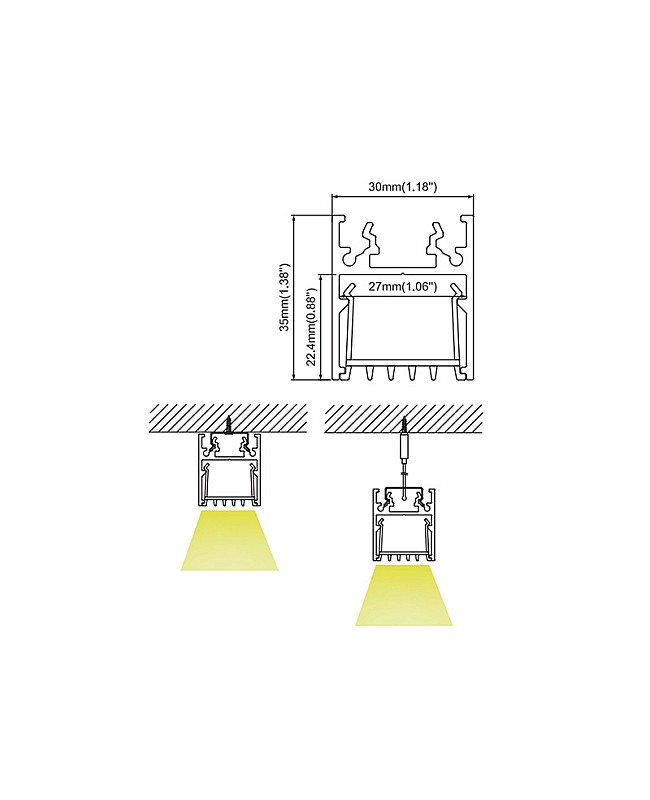 The installation ways for ceiling led aluminum channels