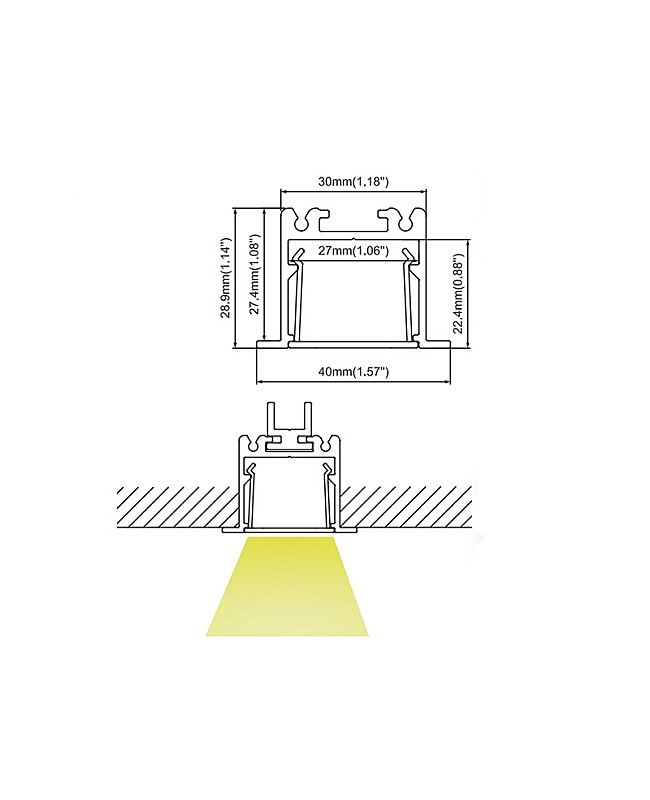 The demension of the anti-glare LED channels and how to install them.