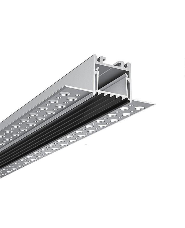 Trimless mud-in LED channels with glare-free diffusers