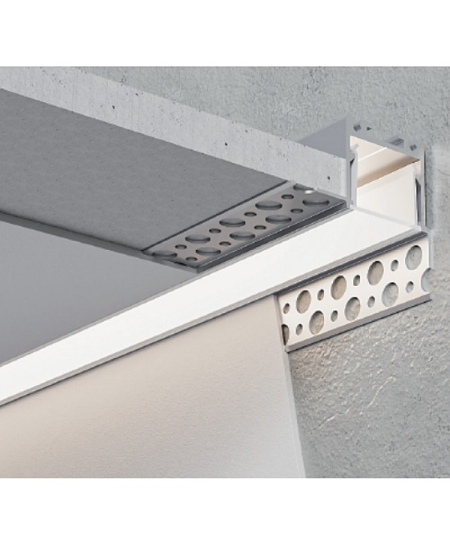 The plasterboard LED channels come with glare-free diffusers, ensuring optimal light diffusion.