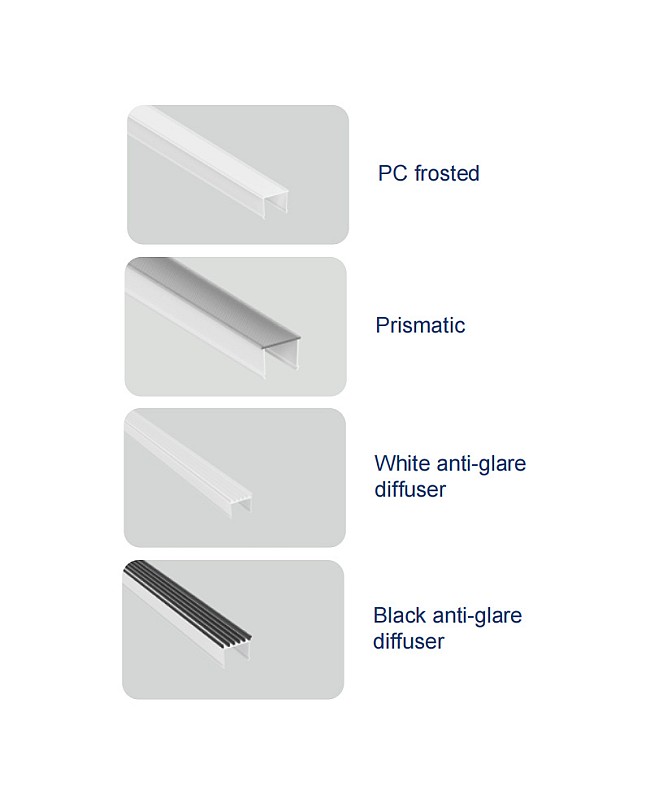Four types of light diffusers are available, including two types that are glare-free.