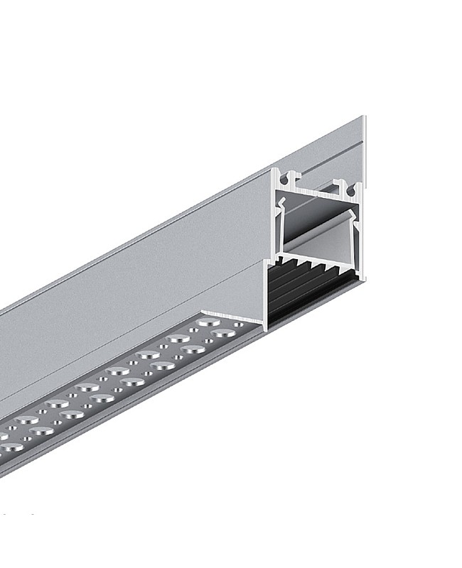 The ceiling perimeter lighting LED channels have two types of glare-free diffusers available.