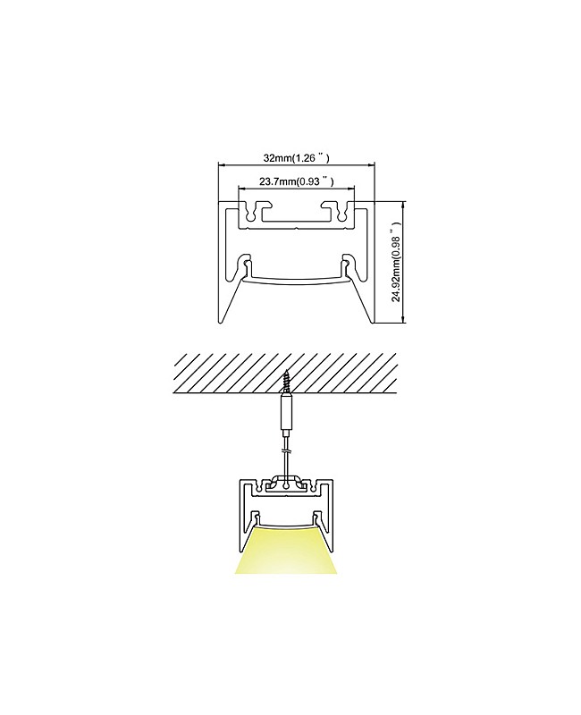 The demension of the Regressed Cover LED Light Channels
