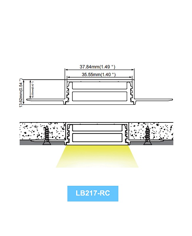 LB237-RC gypsum board bendable LED channel size lighting direction